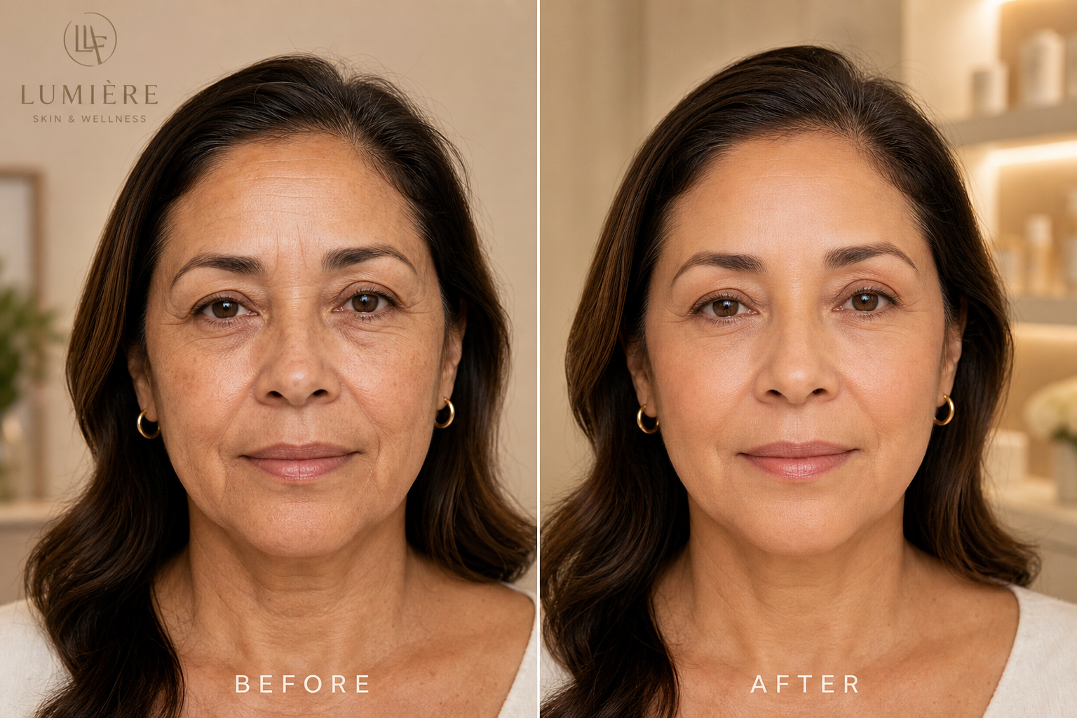 Antes y después del rejuvenecimiento facial con Ki&CO